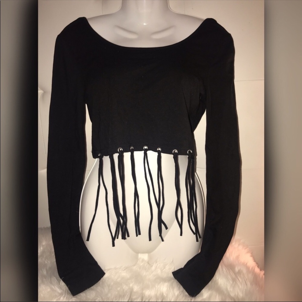 Black fringe top